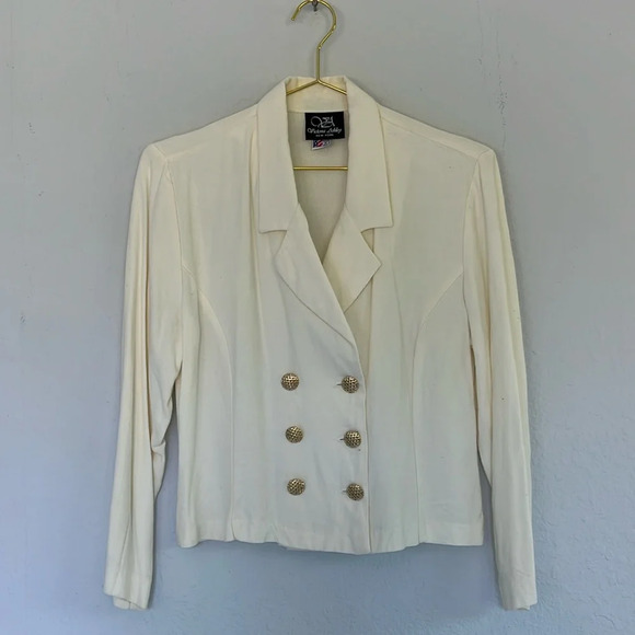 Vintage Victoria Ashley Cream Blazer Top Gold Buttons 7/8 - Picture 3 of 10